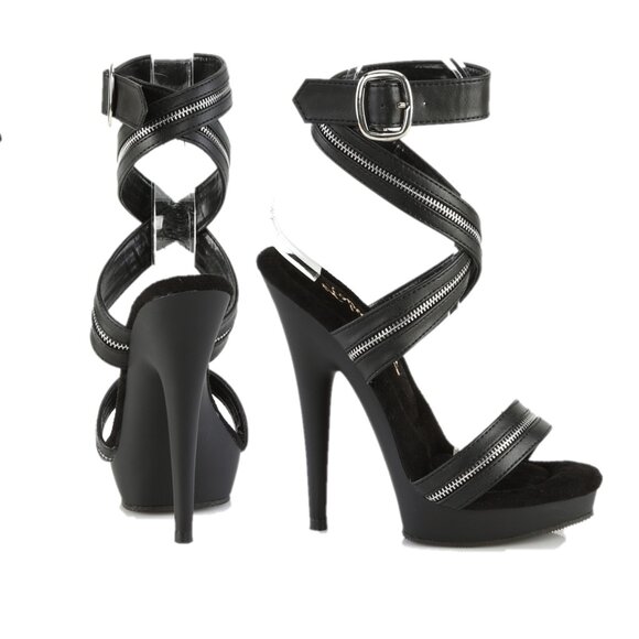 Sultry 6" High Heel Platform Cross Wrap Zipper Strap Sandals Shoes - Picture 4 of 7